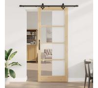 vidaXL Porta scorrevole con set di ferramenta 'ORKDAL'Legno massello e vetro