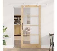 vidaXL Porta scorrevole con set di hardware 93x202 cm in legno massello di pino