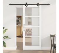 vidaXL Porta Scorrevole con Set di Hardware 'ORKDAL'Bianco in Legno Massello e Vetro