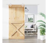 vidaXL Porta Scorrevole con Set Hardware 100x210cm Legno Massello Pino