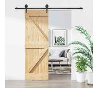 vidaXL Porta Scorrevole con Set Hardware 70x210 cm Legno Massello Pino