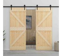 vidaXL Porta Scorrevole con Set Hardware 80x210 cm in Legno di Pino