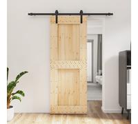 vidaXL Porta Scorrevole con Set Hardware 80x210 cm Legno Massello Pino