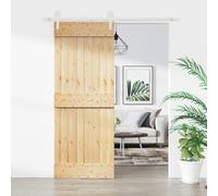 vidaXL Porta Scorrevole con Set Hardware 80x210 cm Legno Massello Pino