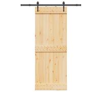 vidaXL Porta Scorrevole con Set Hardware 80x210 cm Legno Massello Pino