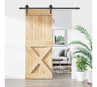 vidaXL Porta Scorrevole con Set Hardware 80x210 cm Legno Massello Pino