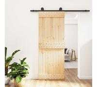 vidaXL Porta Scorrevole con Set Hardware 80x210 cm Legno Massello Pino