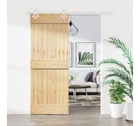 vidaXL Porta Scorrevole con Set Hardware 80x210 cm Legno Massello Pino