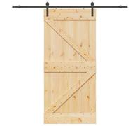 vidaXL Porta Scorrevole con Set Hardware 80x210 cm Legno Massello Pino