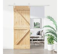 vidaXL Porta Scorrevole con Set Hardware 80x210 cm Legno Massello Pino