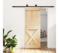 vidaXL Porta Scorrevole con Set Hardware 80x210 cm Legno Massello Pino