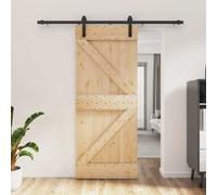 vidaXL Porta Scorrevole con Set Hardware 85x210 cm Legno Massello Pino