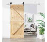 vidaXL Porta Scorrevole con Set Hardware 85x210 cm Legno Massello Pino