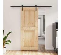 vidaXL Porta Scorrevole con Set Hardware 85x210 cm Legno Massello Pino