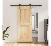 vidaXL Porta Scorrevole con Set Hardware 85x210 cm Legno Massello Pino