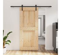 vidaXL Porta Scorrevole con Set Hardware 90x210 cm Legno Massello Pino