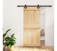 vidaXL Porta Scorrevole con Set Hardware 90x210 cm Legno Massello Pino