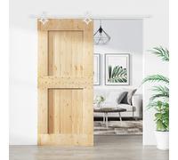vidaXL Porta Scorrevole con Set Hardware 90x210 cm Legno Massello Pino