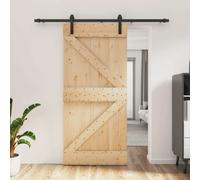 vidaXL Porta Scorrevole con Set Hardware 95x210 cm Legno Massello Pino