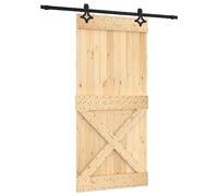 vidaXL Porta Scorrevole con Set Hardware 95x210 cm Legno Massello Pino, porta per granaio, porta, porta per fienile in legno, porta per fienile
