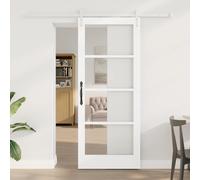 vidaXL Porta scorrevole con set hardware bianco 83x202 cm legno massello di pino