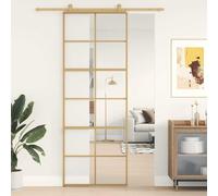 vidaXL Porta Scorrevole Dorata 76x205 Vetro Trasparente ESG Alluminio