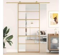 vidaXL Porta Scorrevole Dorata 90x205 Vetro Trasparente ESG Alluminio