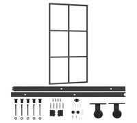 vidaXL Porta Scorrevole e Kit Montaggio Vetro ESG Alluminio 102x205cm