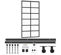 vidaXL Porta Scorrevole e Kit Montaggio Vetro ESG Alluminio 102x205cm