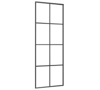 vidaXL Porta scorrevole in alluminio e vetro ESG 76x205 cm Nera