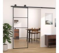vidaXL Porta Scorrevole in Alluminio e Vetro ESG 76x205 cm Nera
