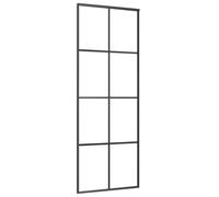 vidaXL Porta Scorrevole in Alluminio e Vetro ESG 76x205 cm Nera