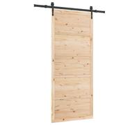 vidaXL Porta Scorrevole in Pino 80 x 208 cm - Finitura Rustica in Legno Massiccio Marrone per Uso Interno. Include Componenti Regolabili, Rotaia e Accessori. Perfetta per Arredare Ingressi e Salotti