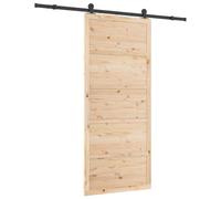 vidaXL Porta scorrevole in pino rustico 80 x 208 cm marrone per interni. La lunghezza della guida è di 213,5 cm. Ha una finitura testurizzata e include il pannello e l'attrezzatura. Design spazioso