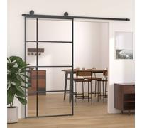 vidaXL Porta Scorrevole in Vetro ESG e Alluminio 102,5x205 cm Nera