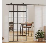 vidaXL Porta Scorrevole in Vetro ESG e Alluminio 102x205 cm Nera