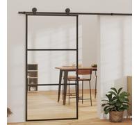 vidaXL Porta Scorrevole in Vetro ESG e Alluminio 102x205 cm Nera