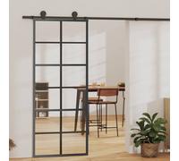 vidaXL Porta Scorrevole in Vetro ESG e Alluminio 76x205 cm Nera