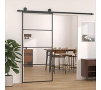 vidaXL Porta Scorrevole in Vetro ESG e Alluminio 90x205 cm Nera