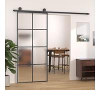 vidaXL Porta Scorrevole in Vetro ESG e Alluminio 90x205 cm Nera