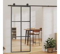 vidaXL Porta Scorrevole in Vetro ESG e Alluminio 90x205 cm Nera