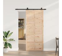 vidaXL Porta scorrevole Marrone 80 x 208 cm Legno di pino massello