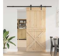 vidaXL Porta scorrevole NARVIK Naturale e Nero 100 x 210 cm (213,5 cm)
