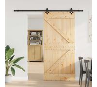 vidaXL Porta scorrevole NARVIK Naturale e Nero 100 x 210 cm (213,5 cm)
