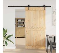 vidaXL Porta scorrevole NARVIK Naturale e Nero 100 x 210 cm (213,5 cm)