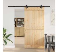 vidaXL Porta scorrevole NARVIK Naturale e Nero 100 x 210 cm (213,5 cm)