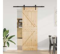 vidaXL Porta scorrevole NARVIK naturale e nero, 70 x 210 cm (152,5 cm), elegante guida per porta scorrevole, moderna soluzione di risparmio spazio per interni, efficiente divisorio che scivola