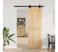 vidaXL NARVIK Porta Scorrevole Naturale e Nero 70x210 cm (152,5 cm), Moderni Guide Scorrevoli Salvaspazio, Binario in Legno per Soggiorno, Pratico Divisorio