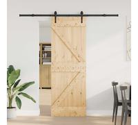 vidaXL Porta scorrevole NARVIK Naturale e Nero 70 x 210 cm (213,5 cm)