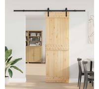 vidaXL Porta scorrevole NARVIK naturale e nero, 70 x 210 cm (213,5 cm), efficiente risparmio di spazio, design moderno, porta in legno di pino, elegante soluzione scorrevole